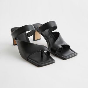 & other stories square toe heeled leather sandals